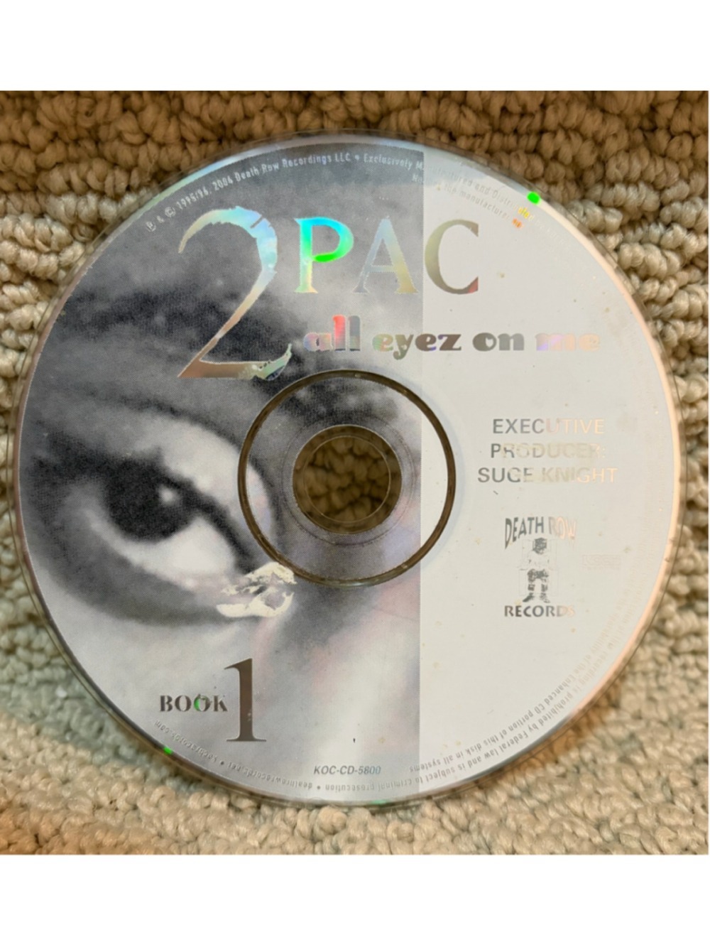 2Pac All Eyez On Me Book 1 CD Death Row Records Silver Black One Size